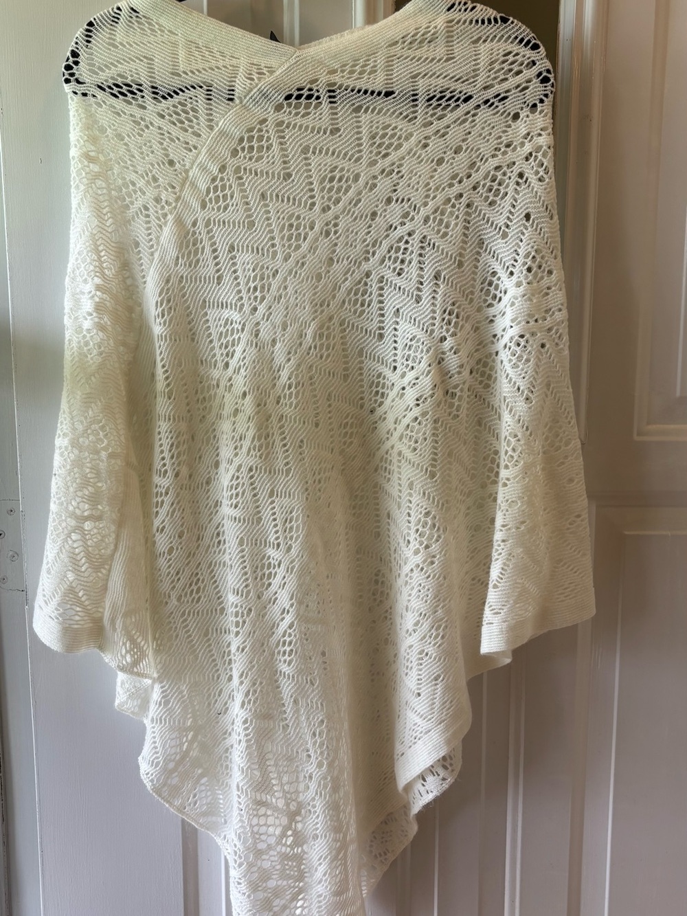Britt’s Knits Asymmetrical Handkerchief Hem Crochet Wrap - OS